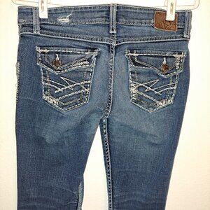 BKE Sabrina Boot Cut ,Stretch Flap Pocket Embroidered Jeans